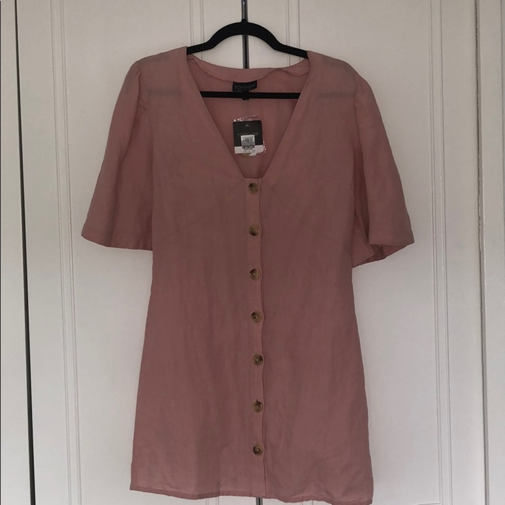 TOPSHOP PINK LINEN DRESS